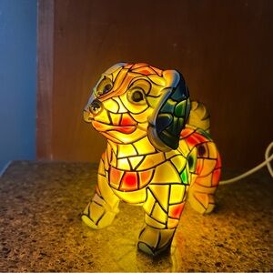 FAUX Stained Glass Dog Lamp